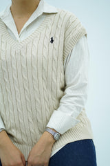 Gilets sans manches en maille torsadée -- Multi-Couleurs