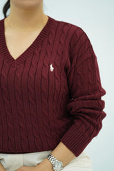 Pulls col V en maille torsadée – Multi-Couleurs