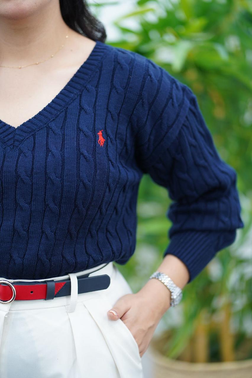 Pulls col V en maille torsadée