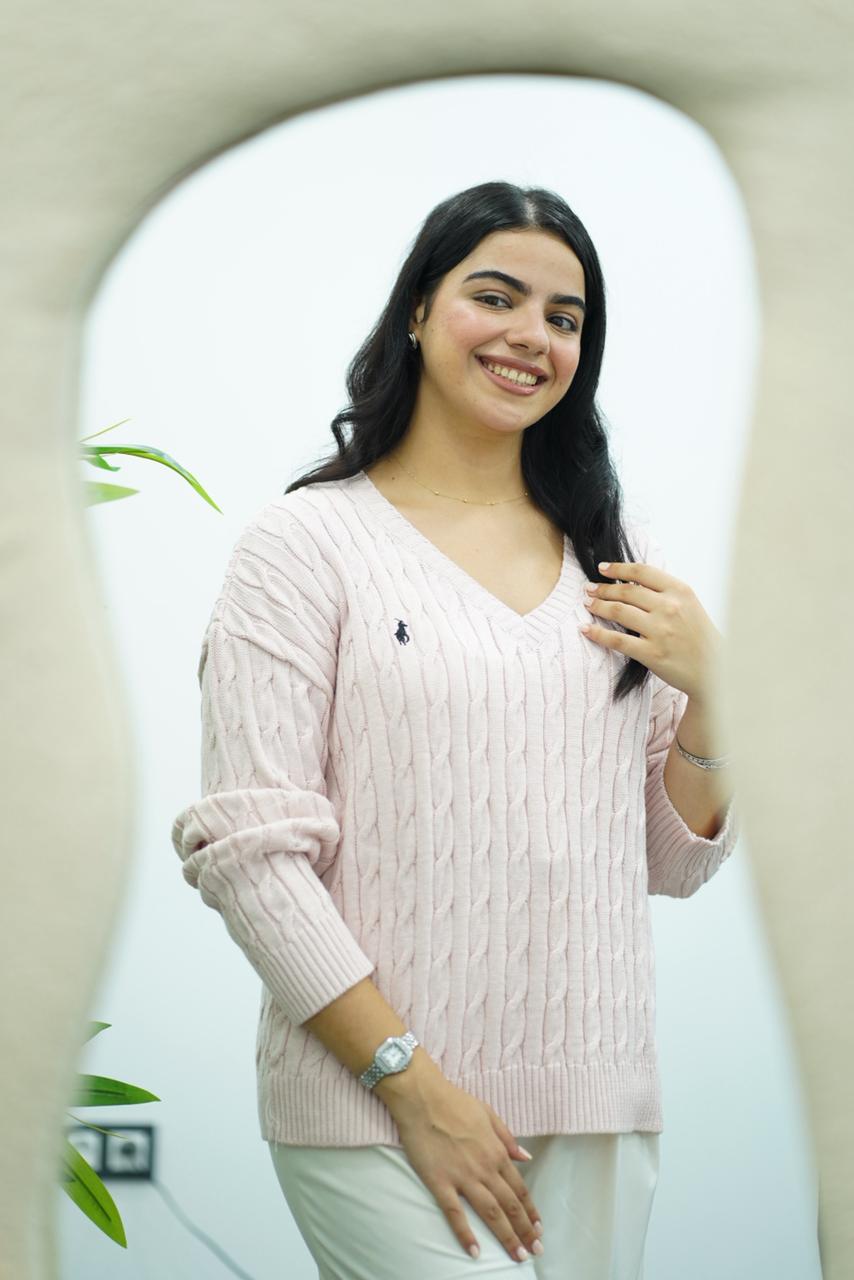 Pulls col V en maille torsadée