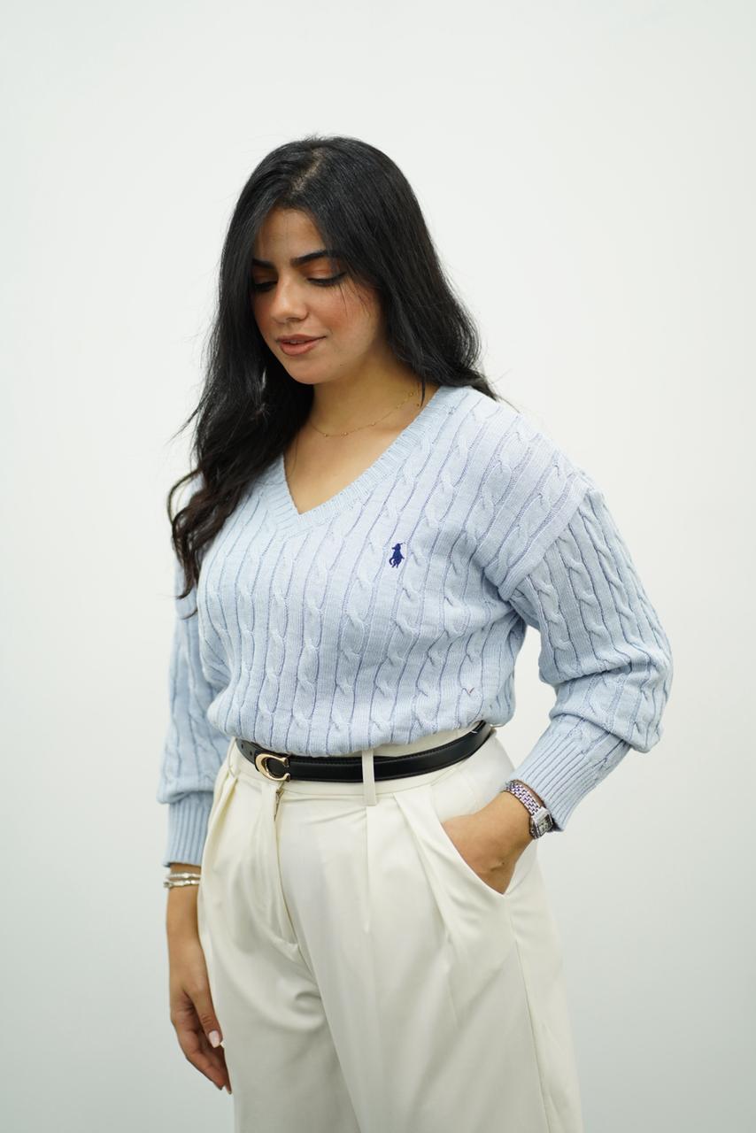 Pulls col V en maille torsadée