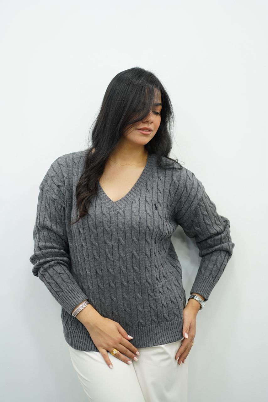 Pulls col V en maille torsadée