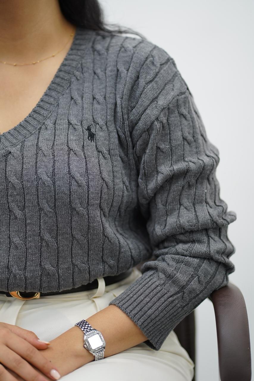 Pulls col V en maille torsadée