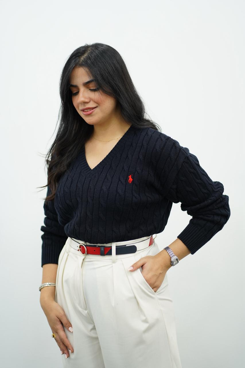 Pulls col V en maille torsadée