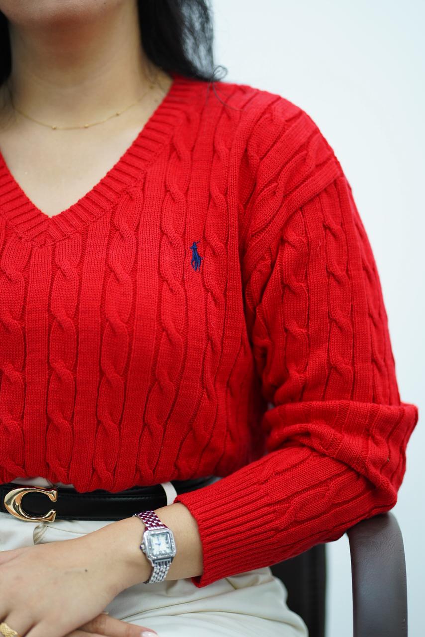 Pulls col V en maille torsadée