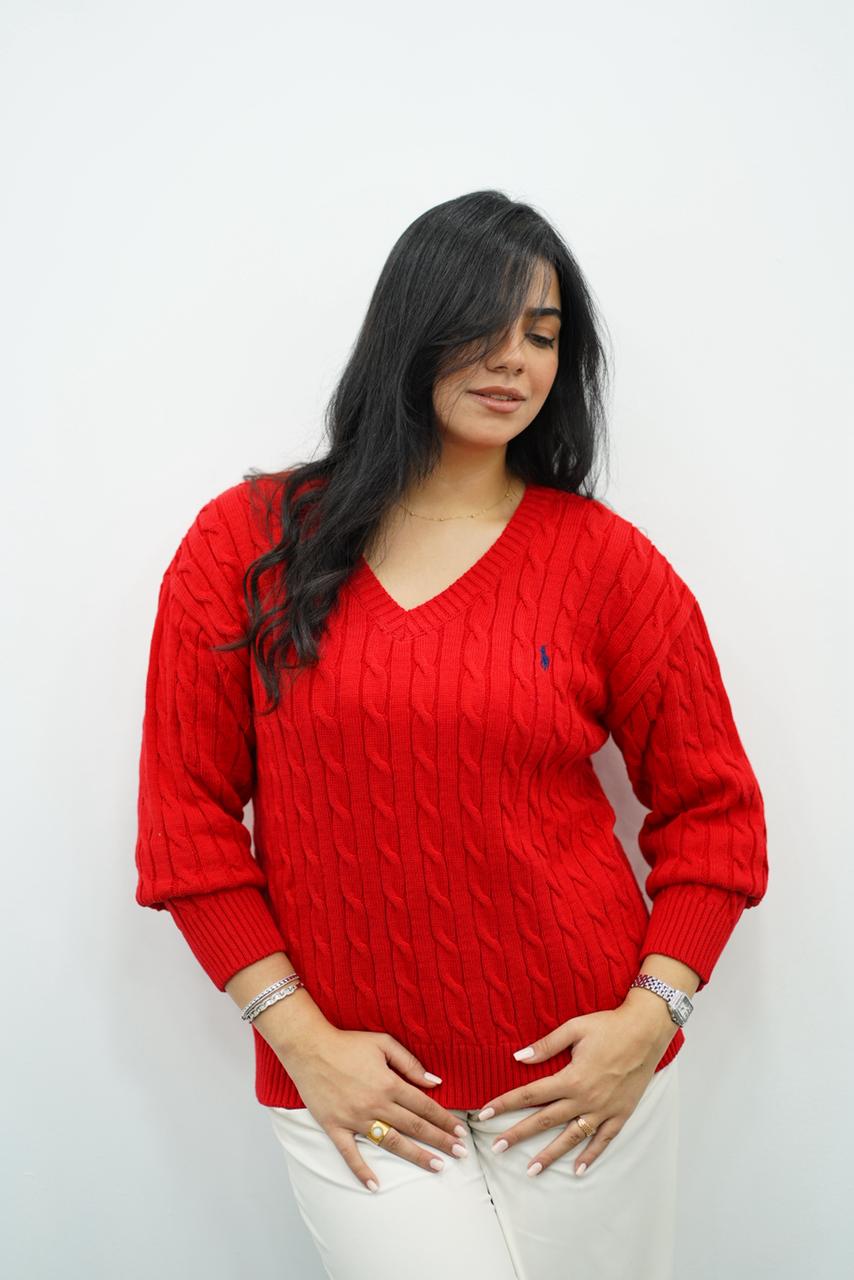 Pulls col V en maille torsadée