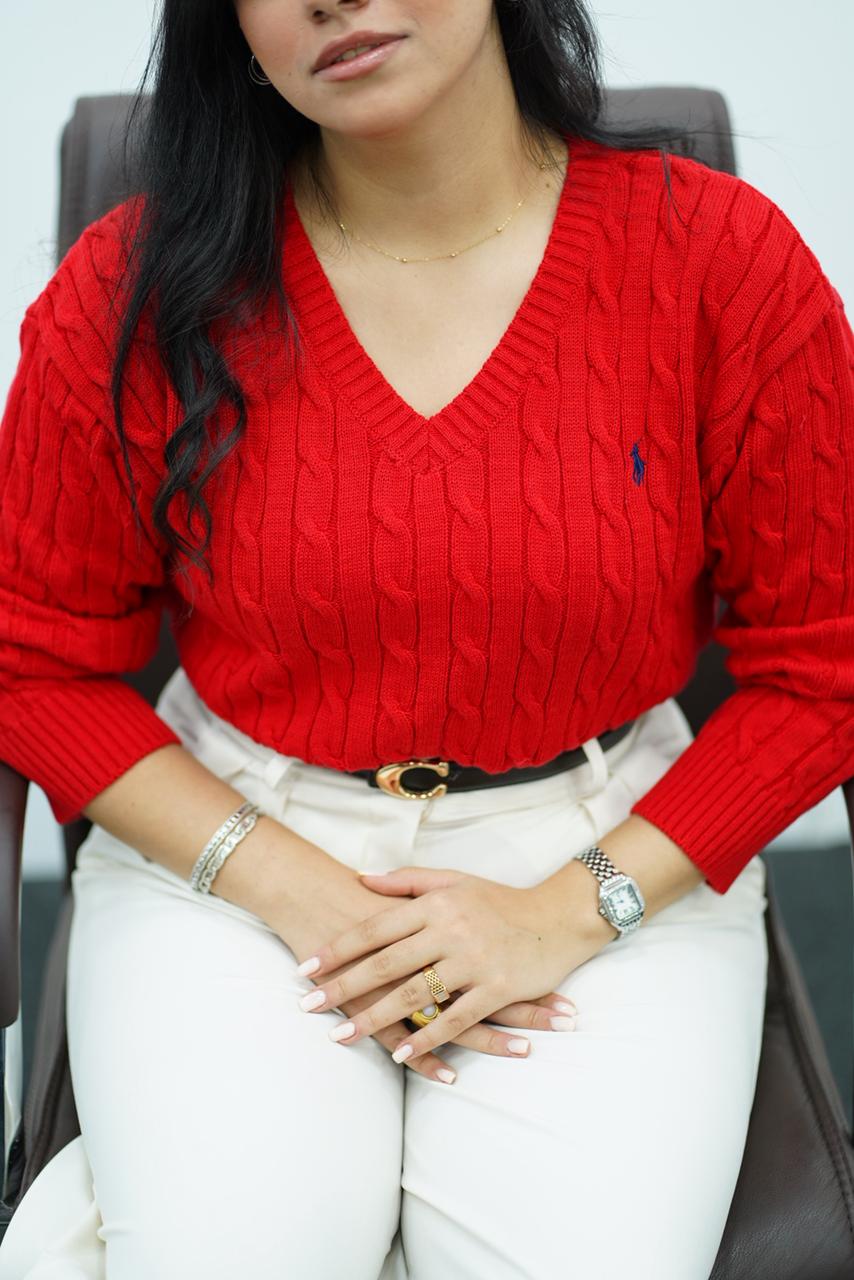 Pulls col V en maille torsadée