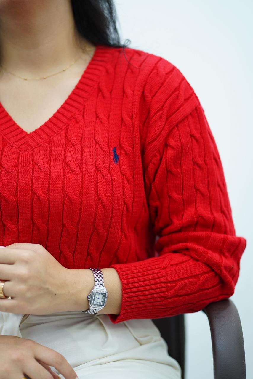 Pulls col V en maille torsadée