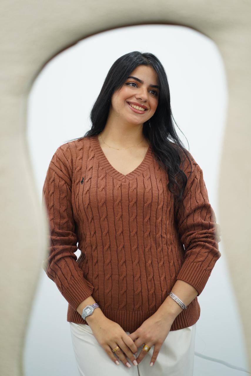 Pulls col V en maille torsadée