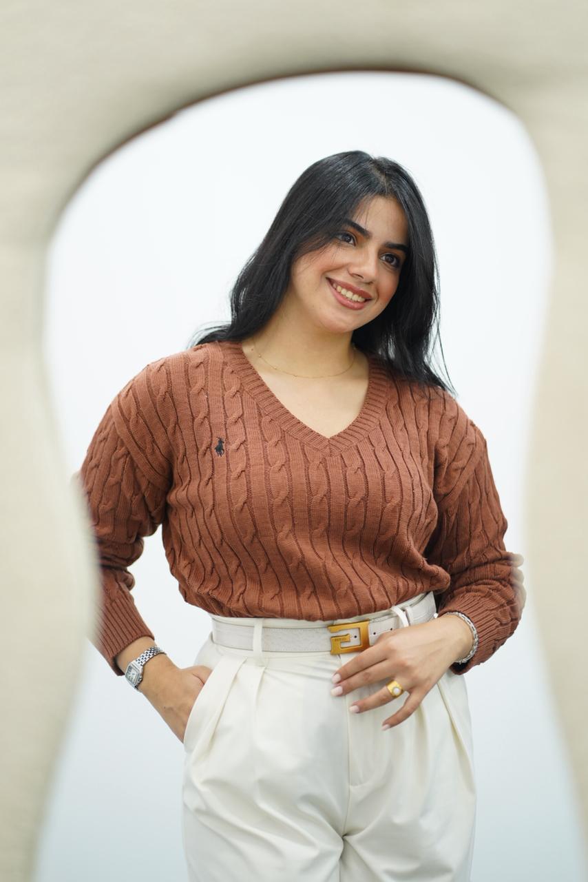 Pulls col V en maille torsadée