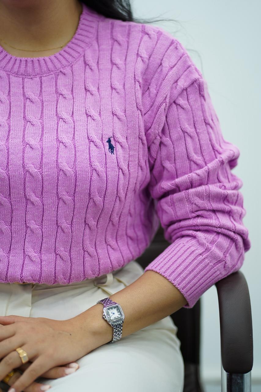 Pulls col rond en maille torsadée – Multi-Couleurs