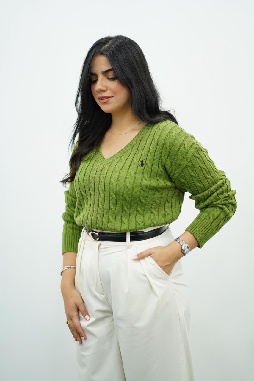 Pulls col V en maille torsadée