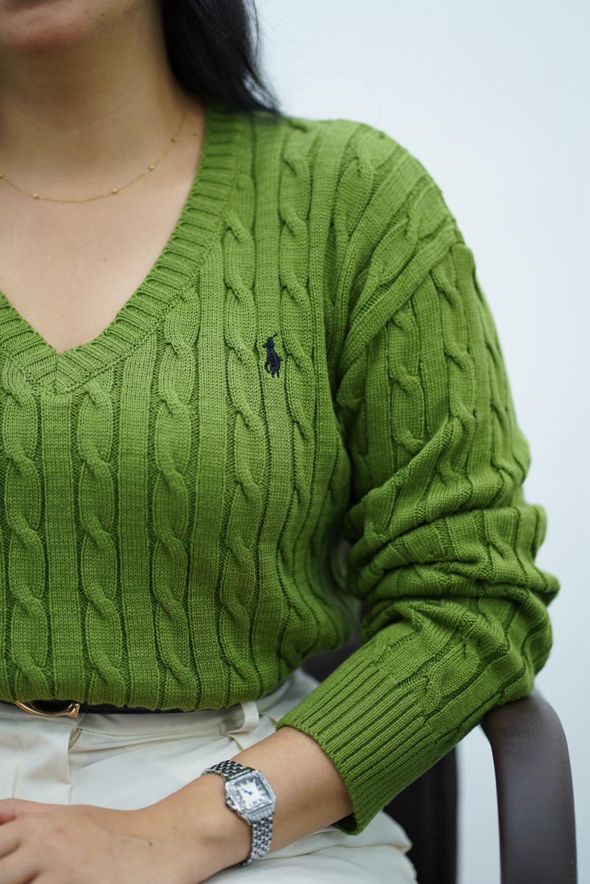 Pulls col V en maille torsadée