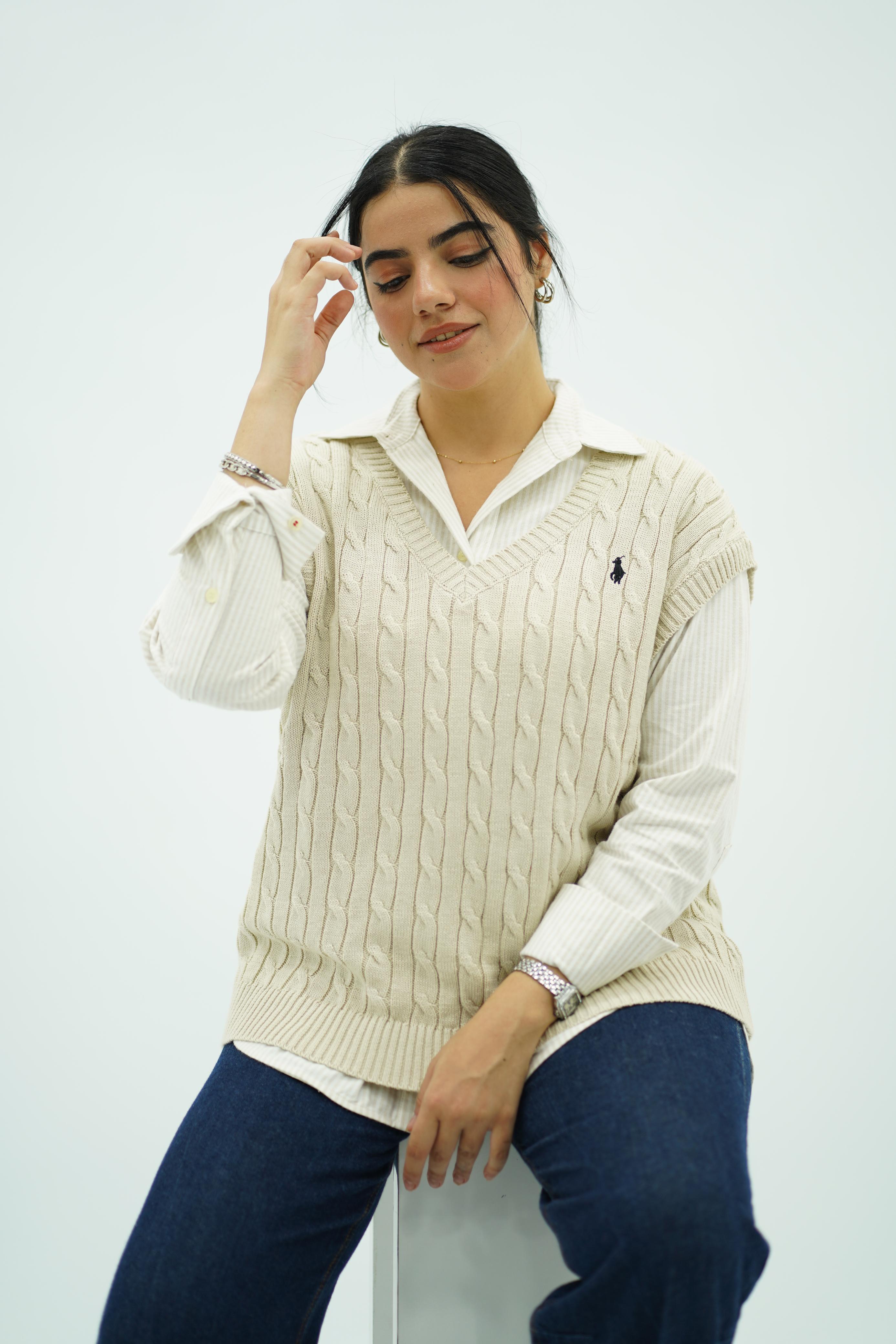 Gilets sans manches en maille torsadée -- Multi-Couleurs