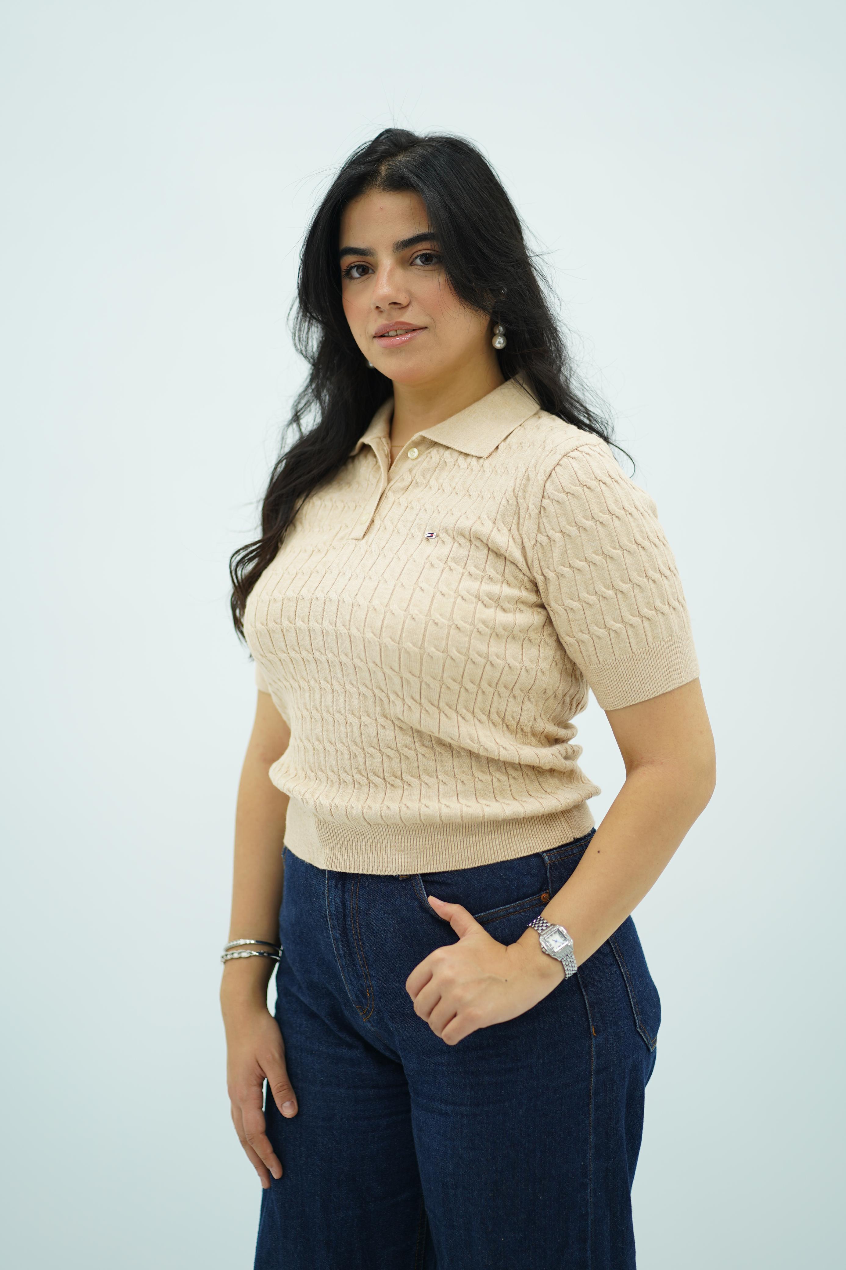 T-shirts à col polo texturé --- Multi-couleurs