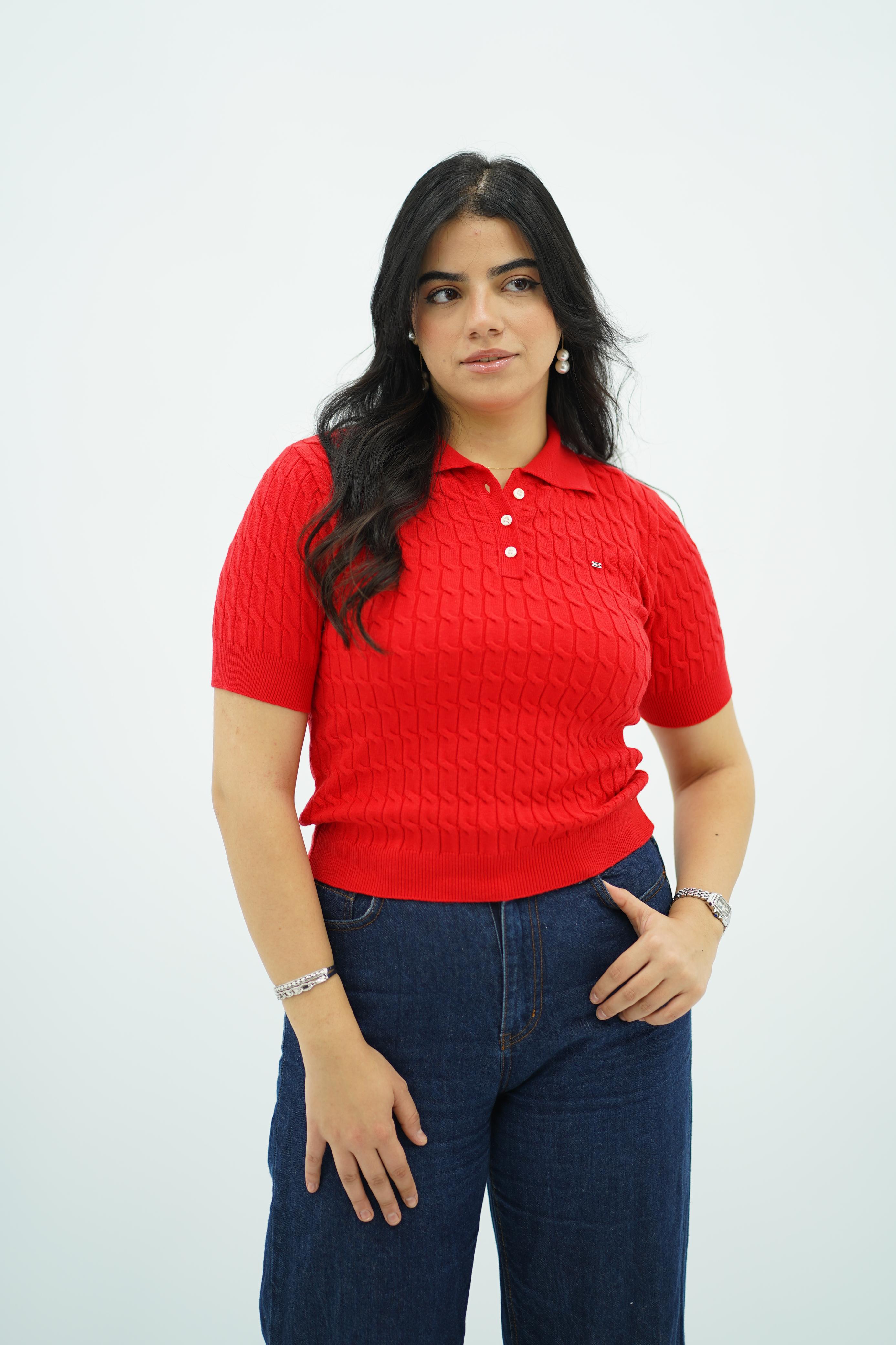 T-shirts à col polo texturé --- Multi-couleurs