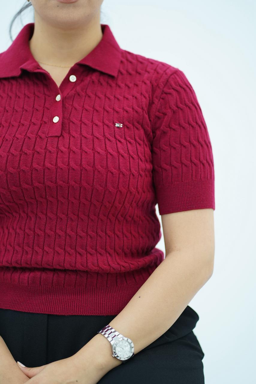 T-shirts à col polo texturé --- Multi-couleurs