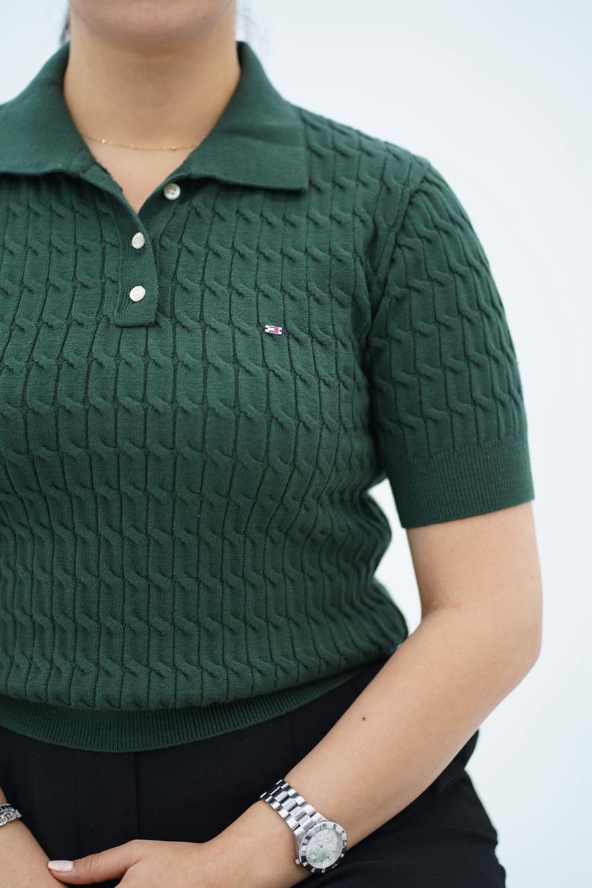 T-shirts à col polo texturé --- Multi-couleurs