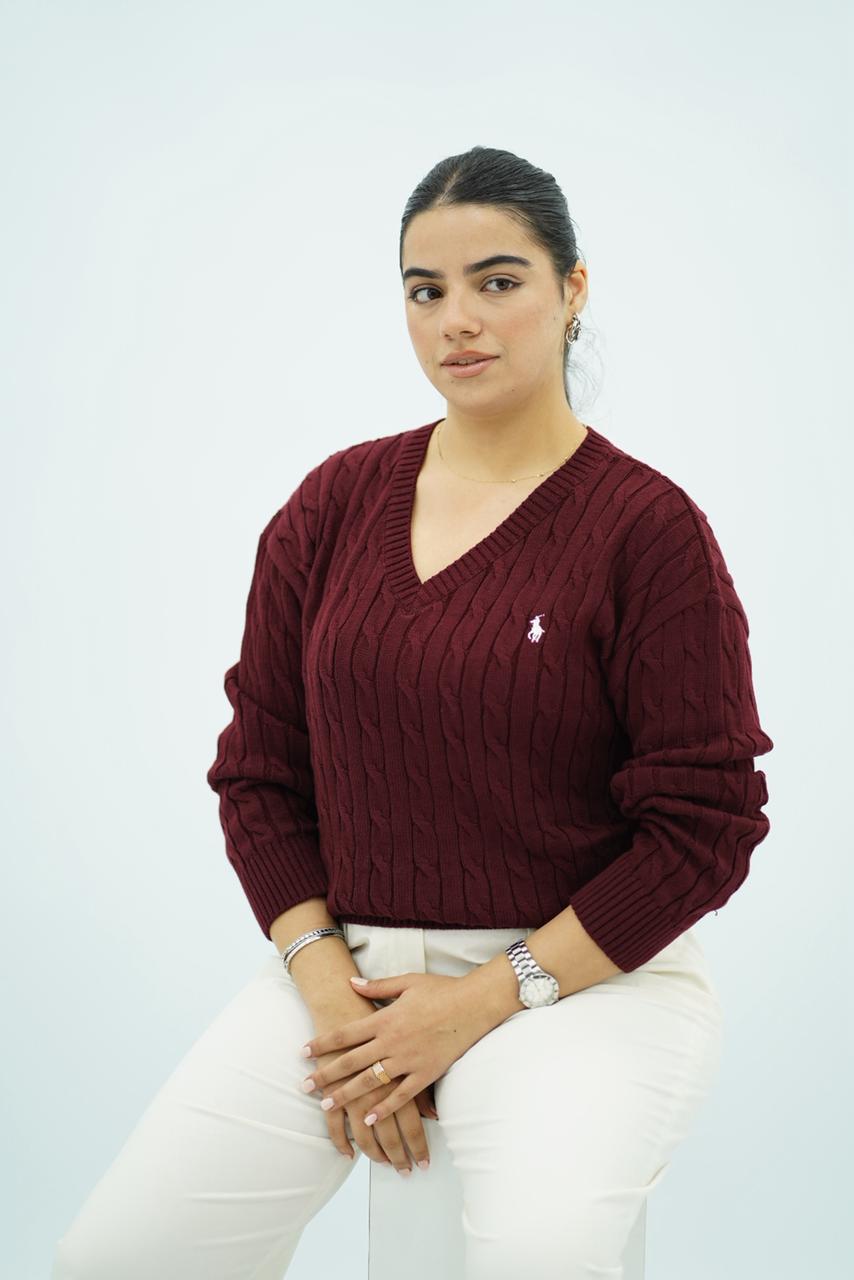 Pulls col V en maille torsadée