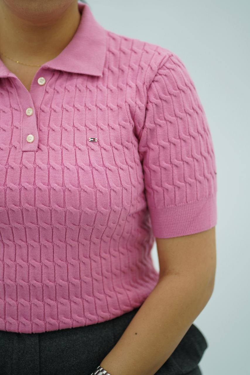 T-shirts à col polo texturé --- Multi-couleurs