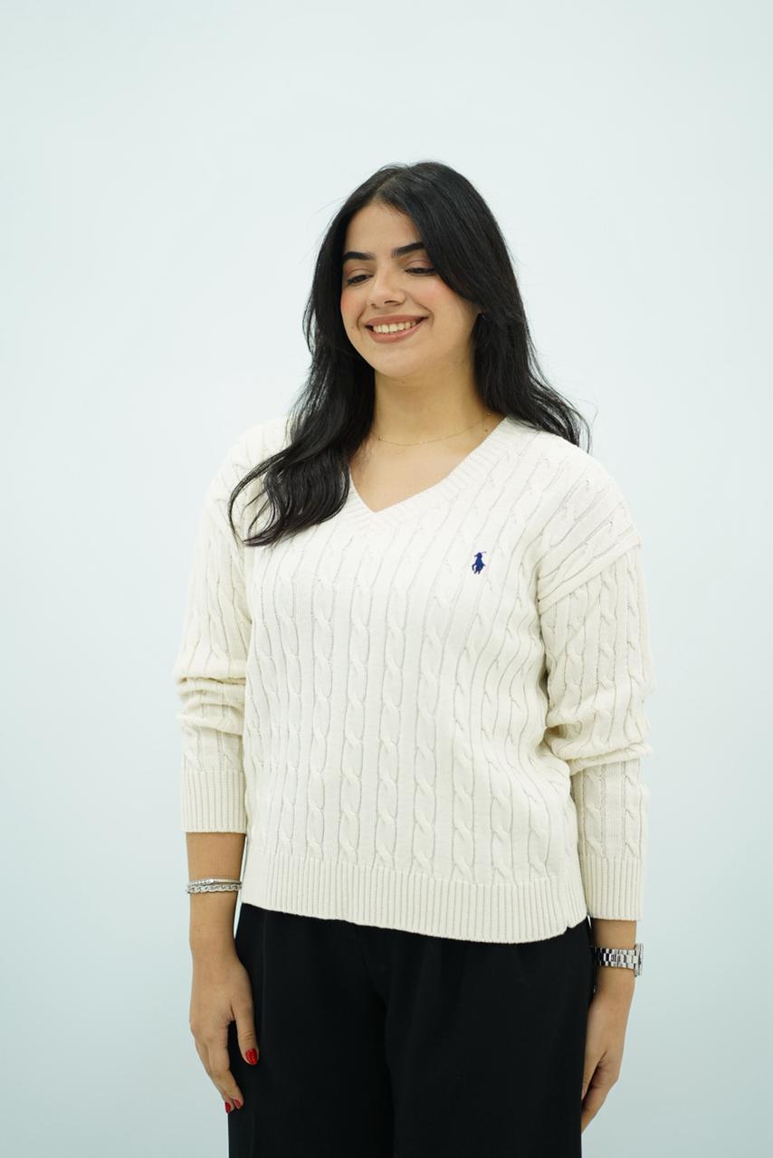 Pulls col V en maille torsadée