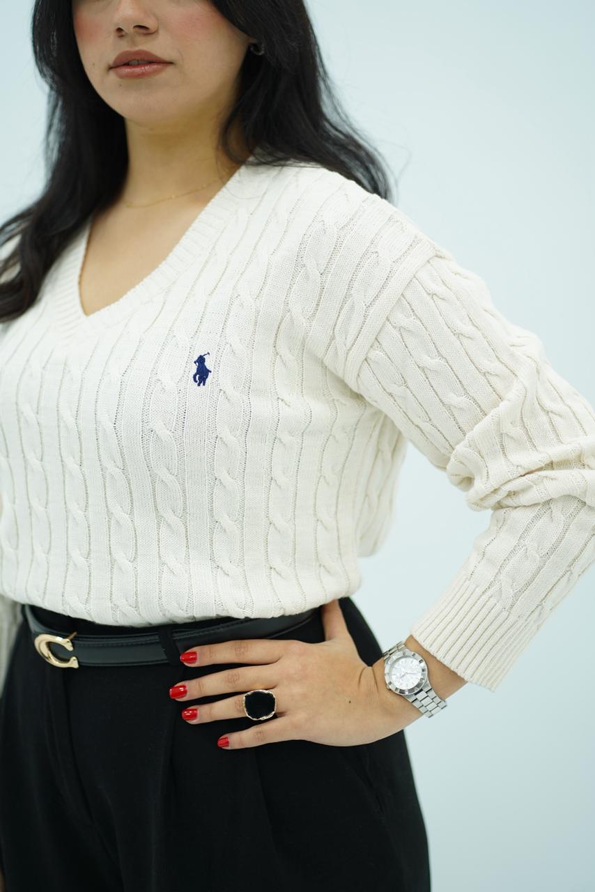 Pulls col V en maille torsadée