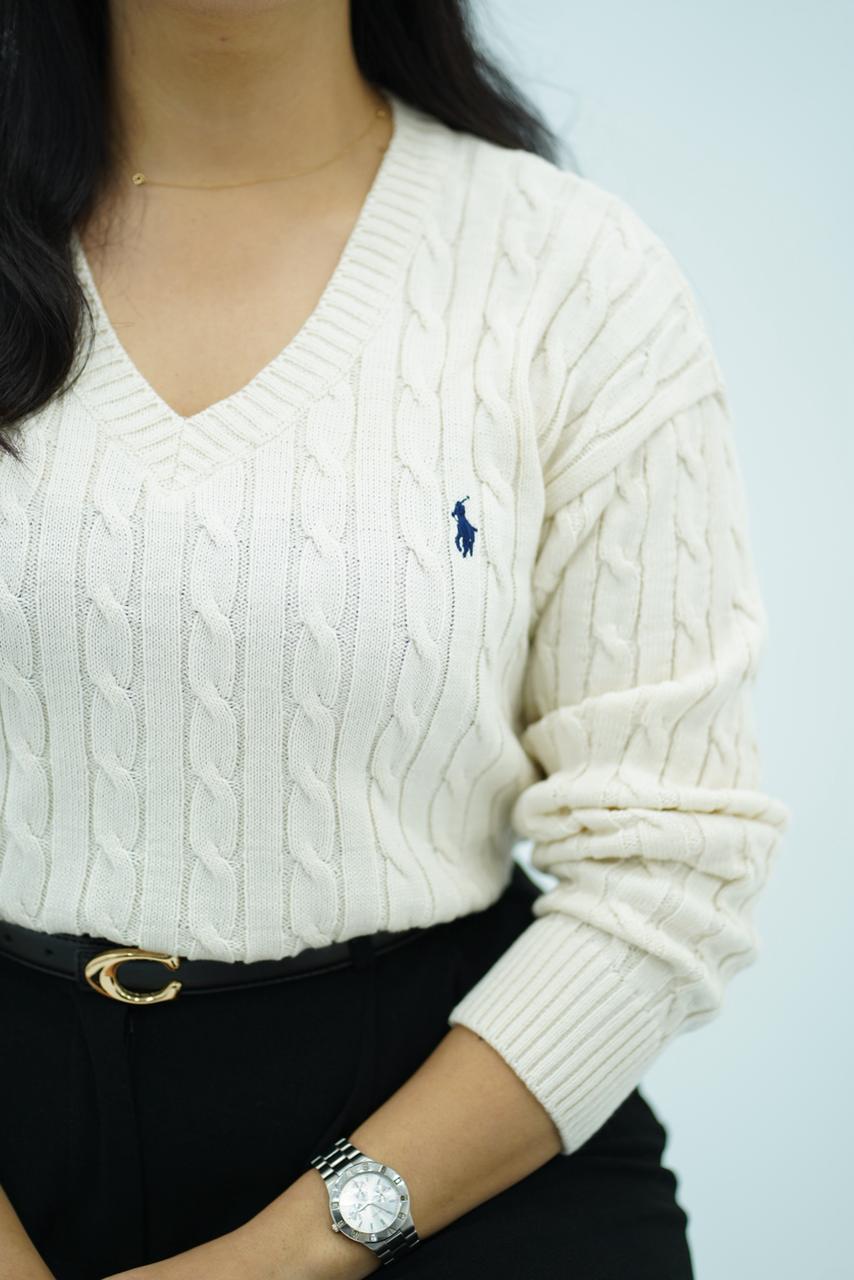 Pulls col V en maille torsadée