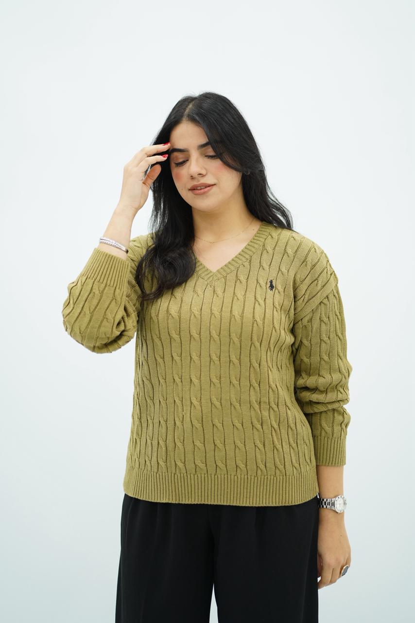 Pulls col V en maille torsadée