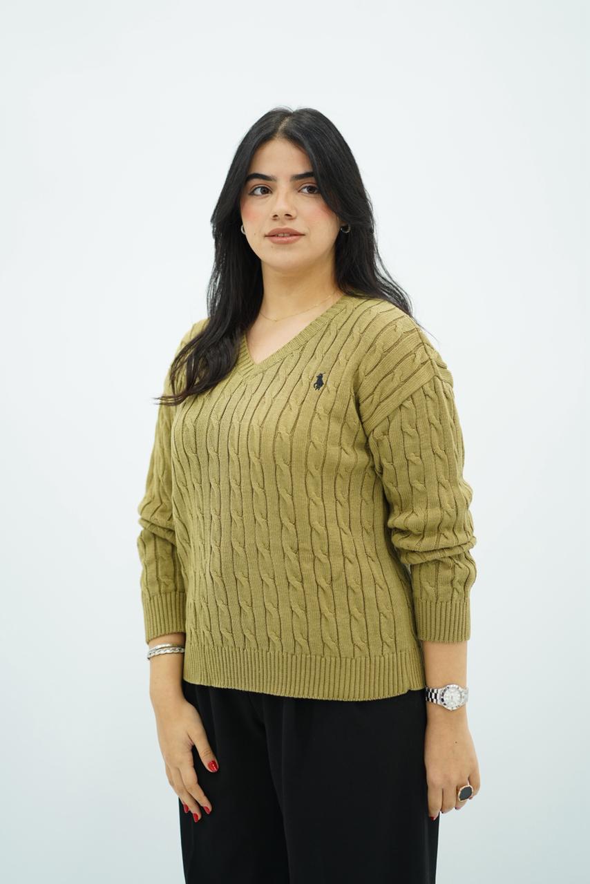 Pulls col V en maille torsadée