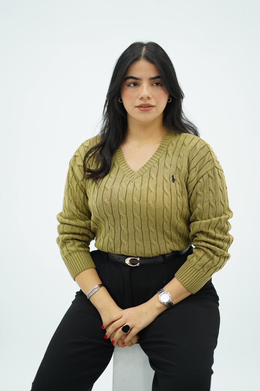 Pulls col V en maille torsadée