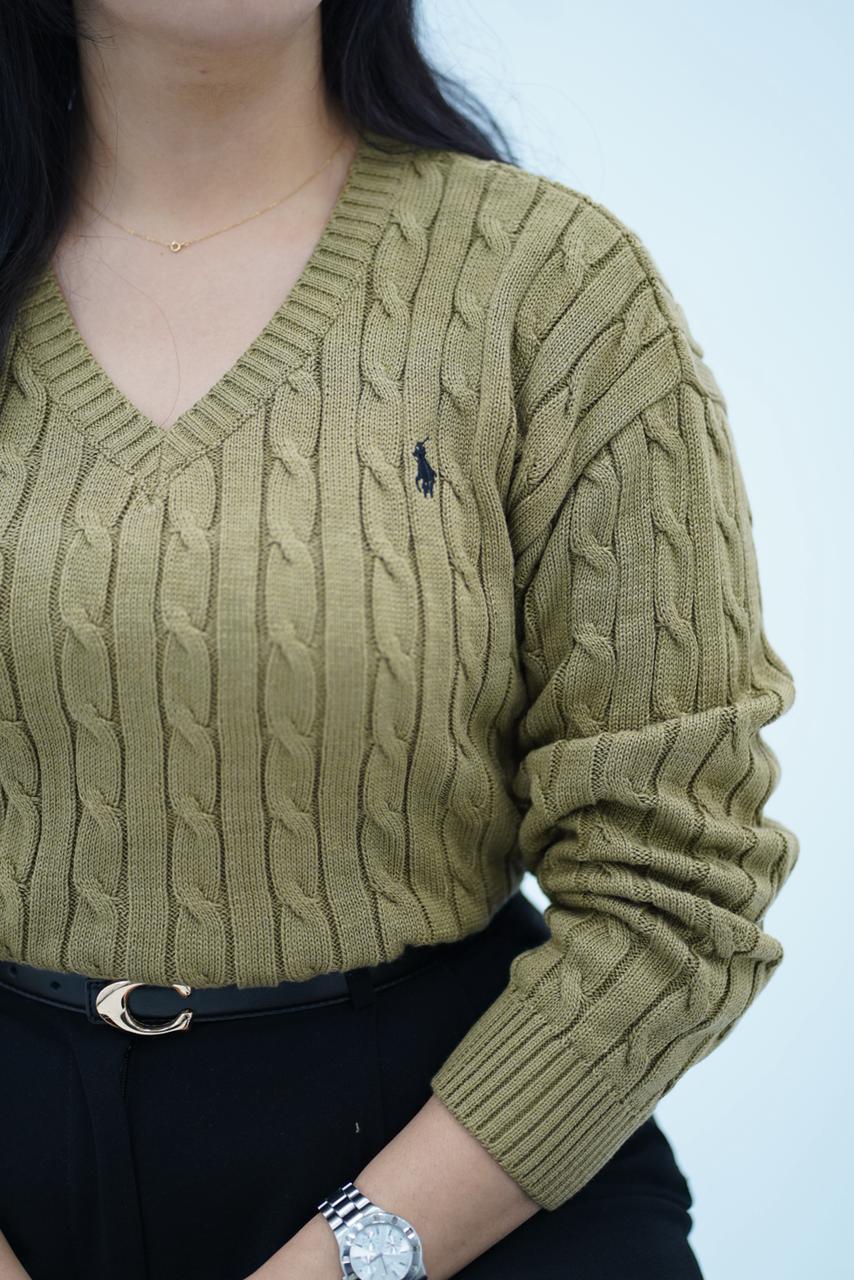 Pulls col V en maille torsadée