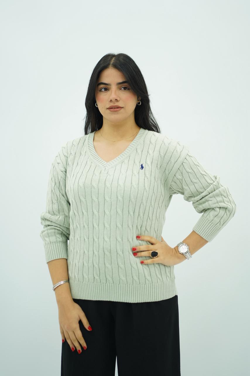 Pulls col V en maille torsadée