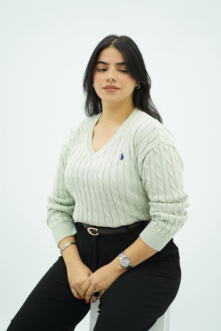 Pulls col V en maille torsadée