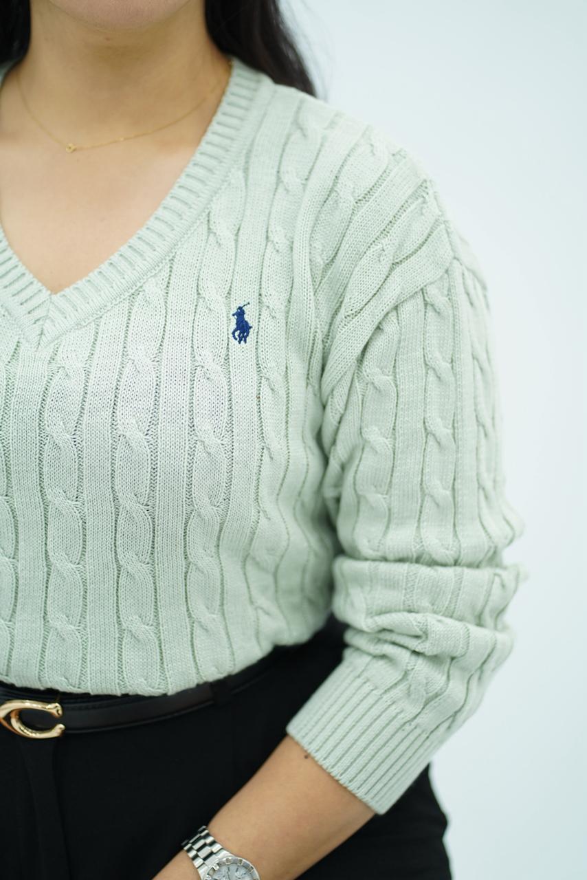 Pulls col V en maille torsadée