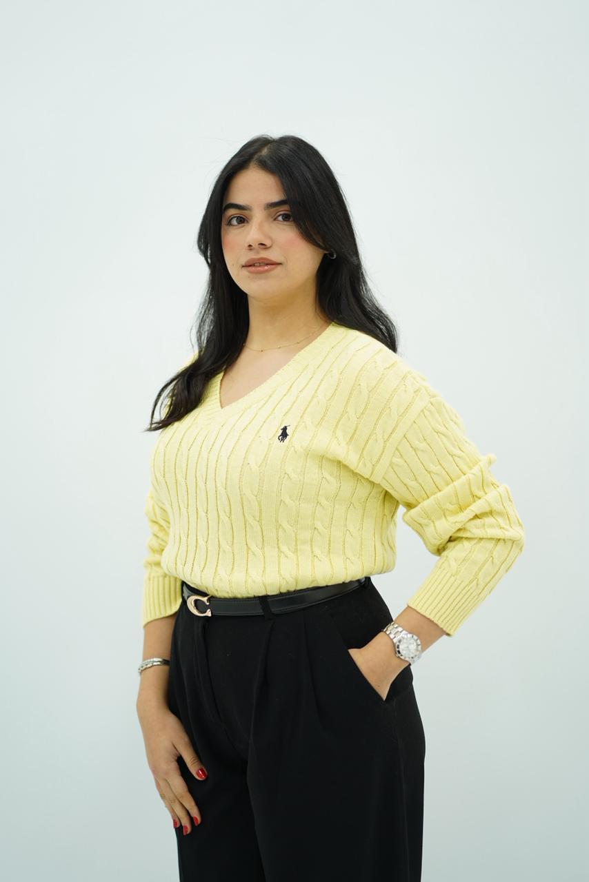 Pulls col V en maille torsadée