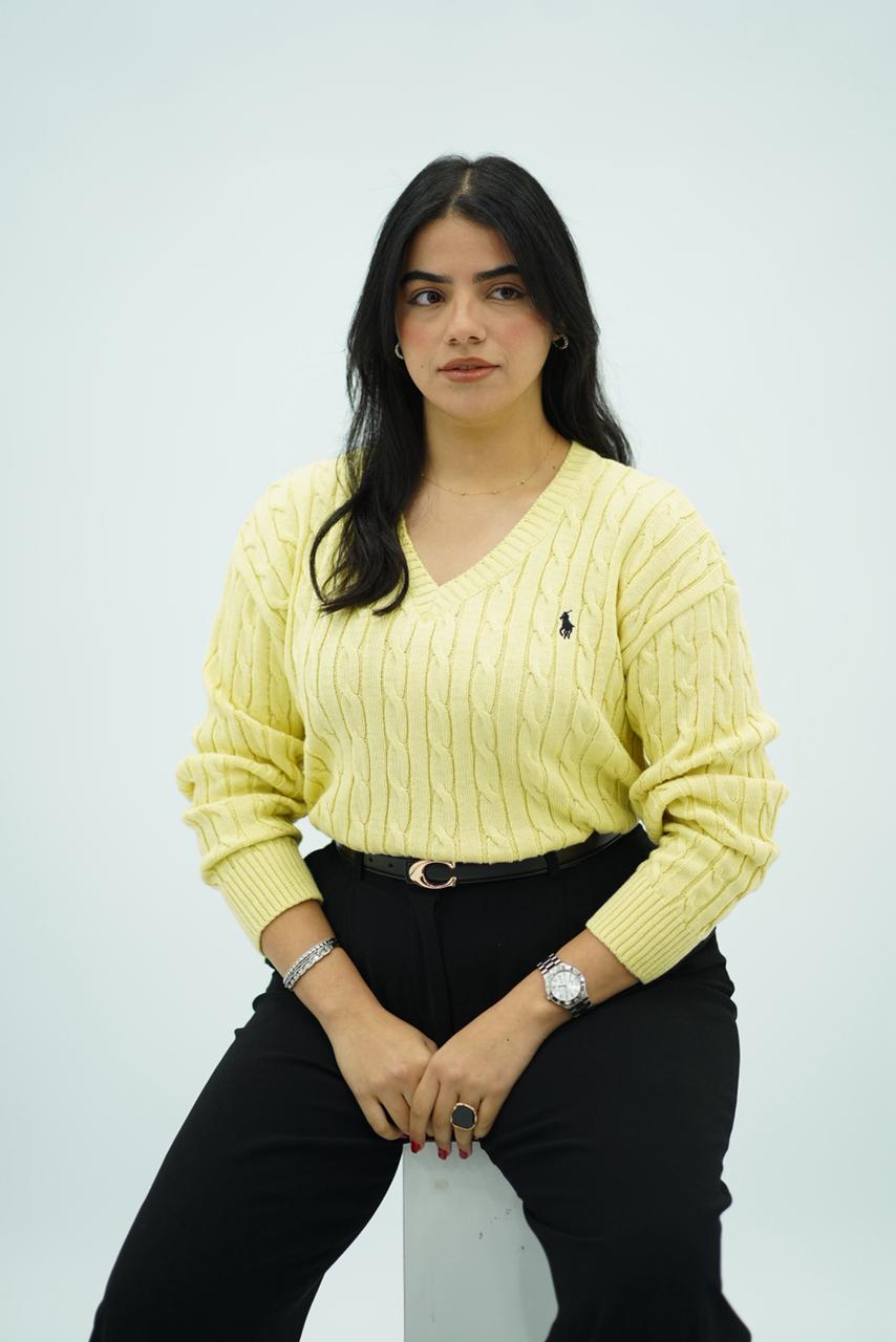 Pulls col V en maille torsadée