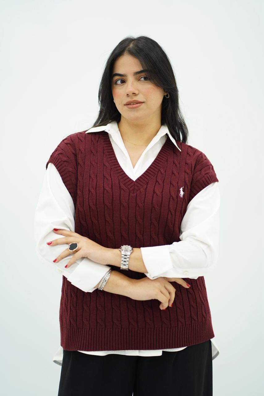 Gilets sans manches en maille torsadée -- Multi-Couleurs