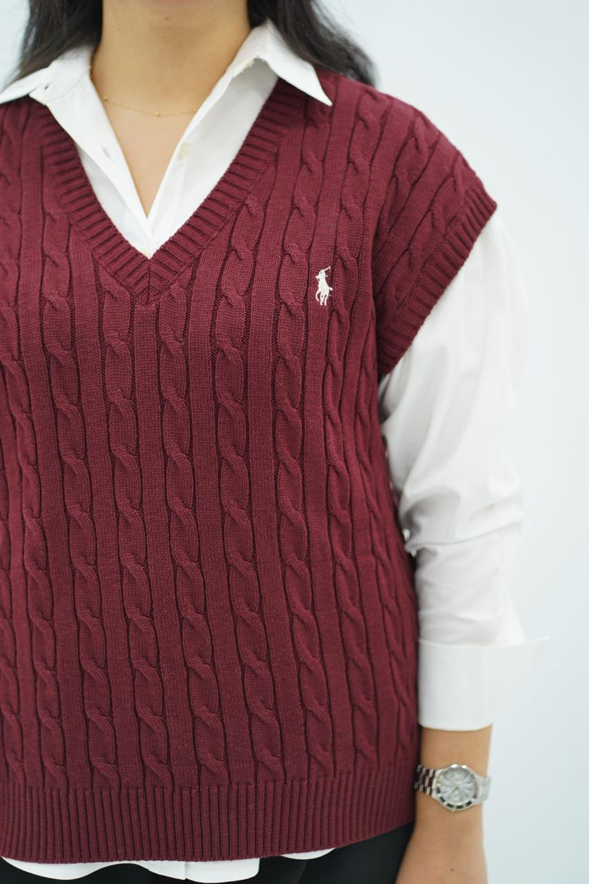 Gilets sans manches en maille torsadée -- Multi-Couleurs