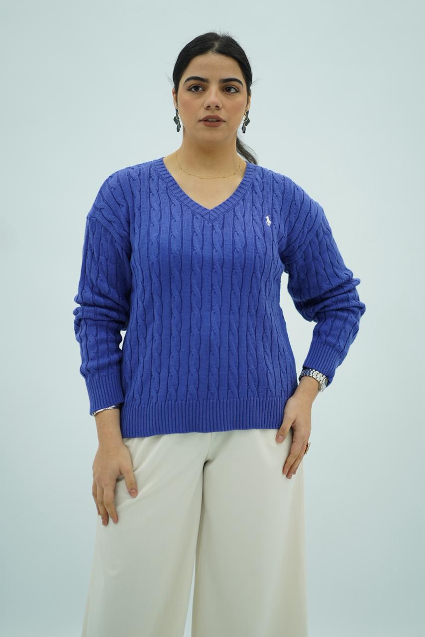 Pulls col V en maille torsadée