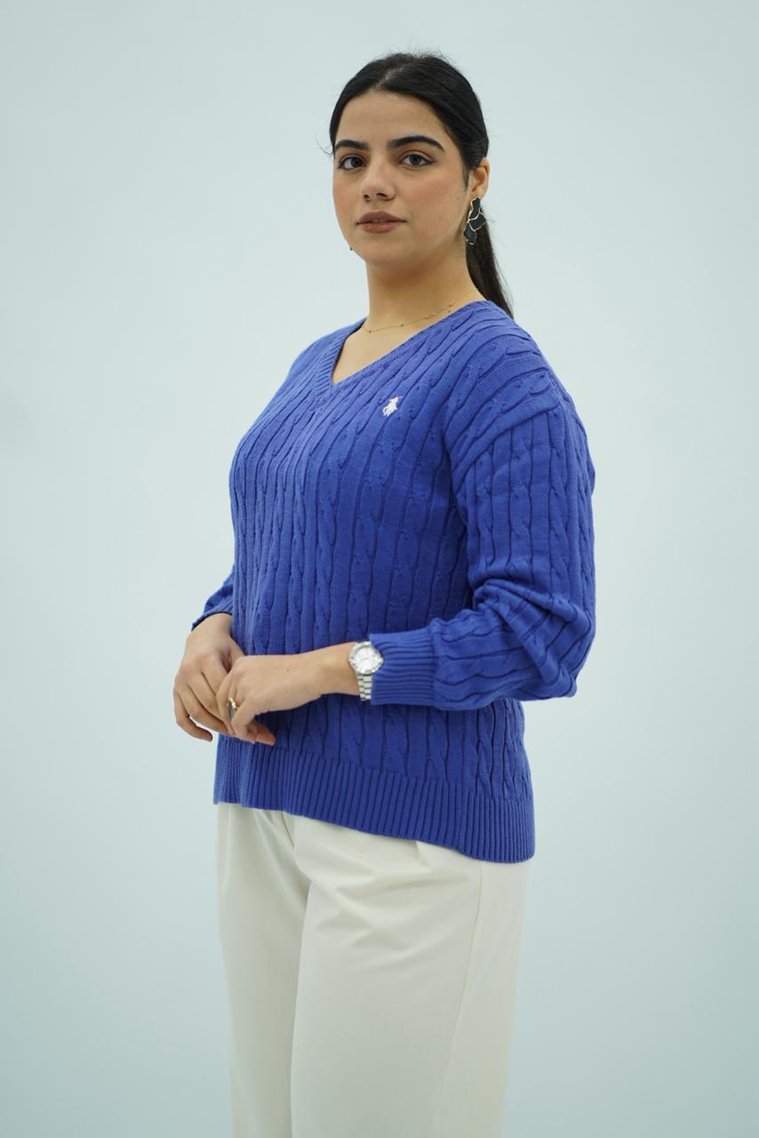 Pulls col V en maille torsadée