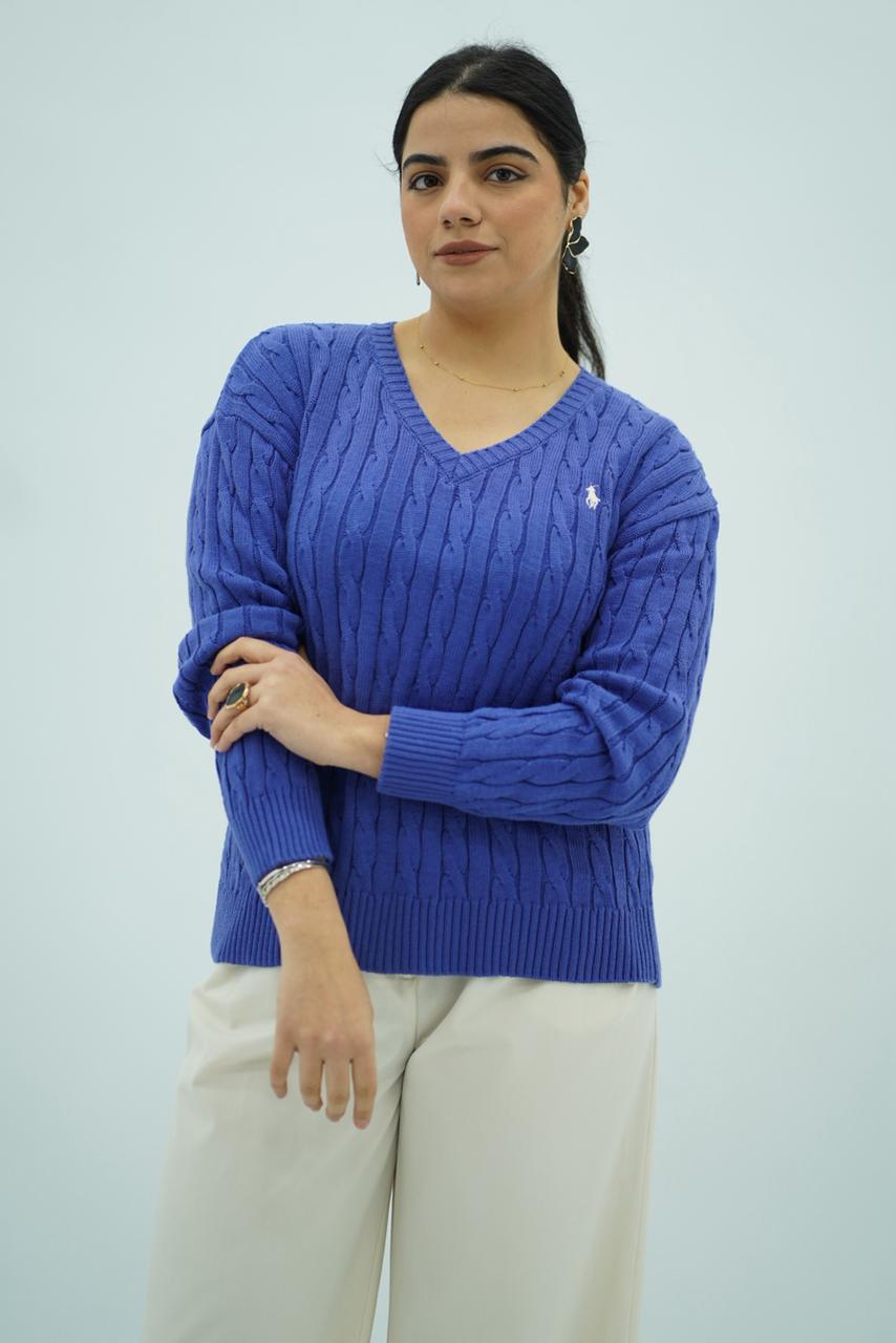 Pulls col V en maille torsadée