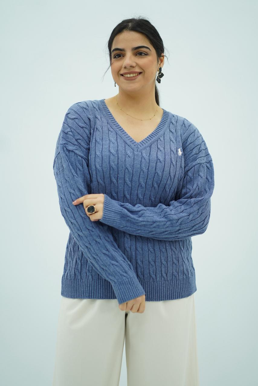 Pulls col V en maille torsadée