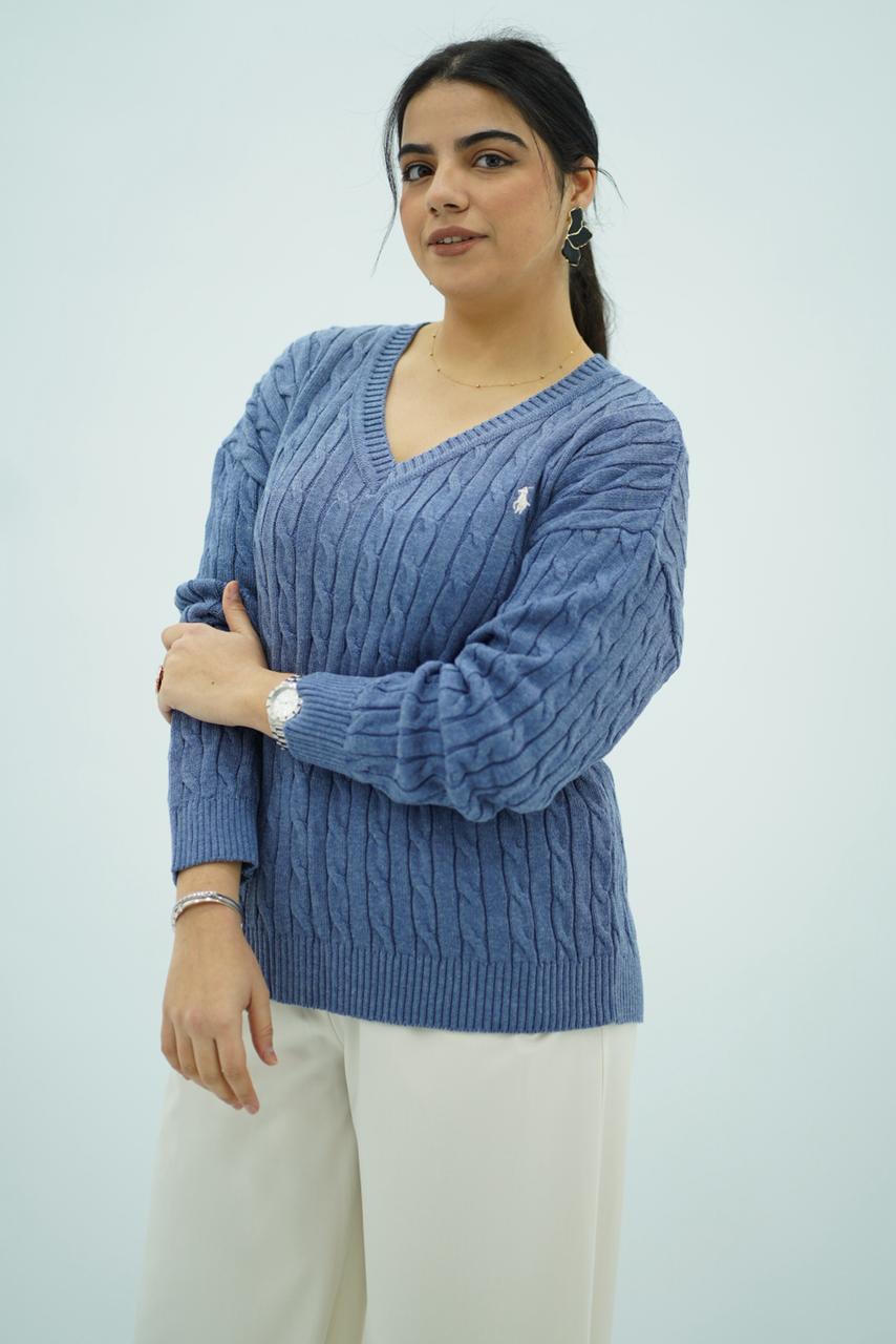 Pulls col V en maille torsadée