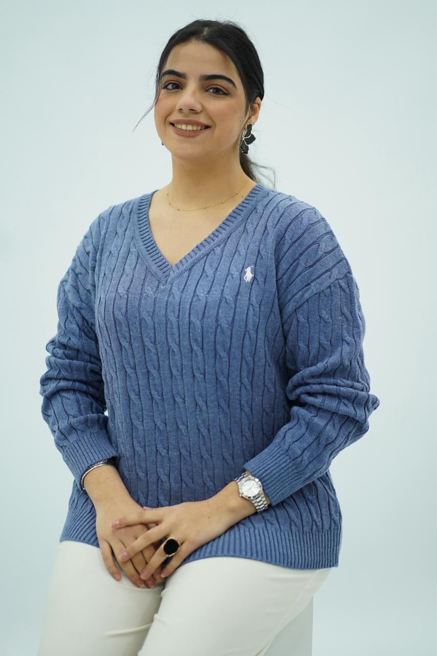 Pulls col V en maille torsadée