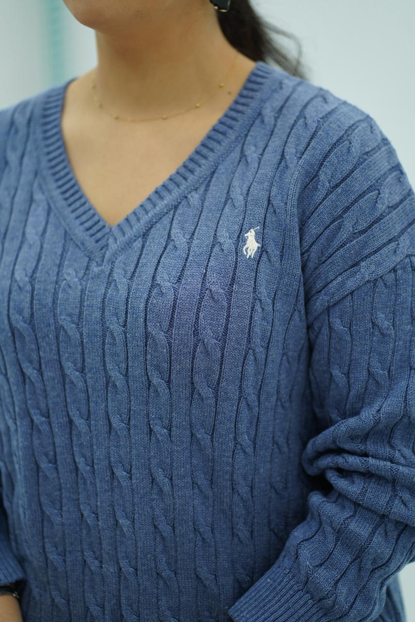 Pulls col V en maille torsadée