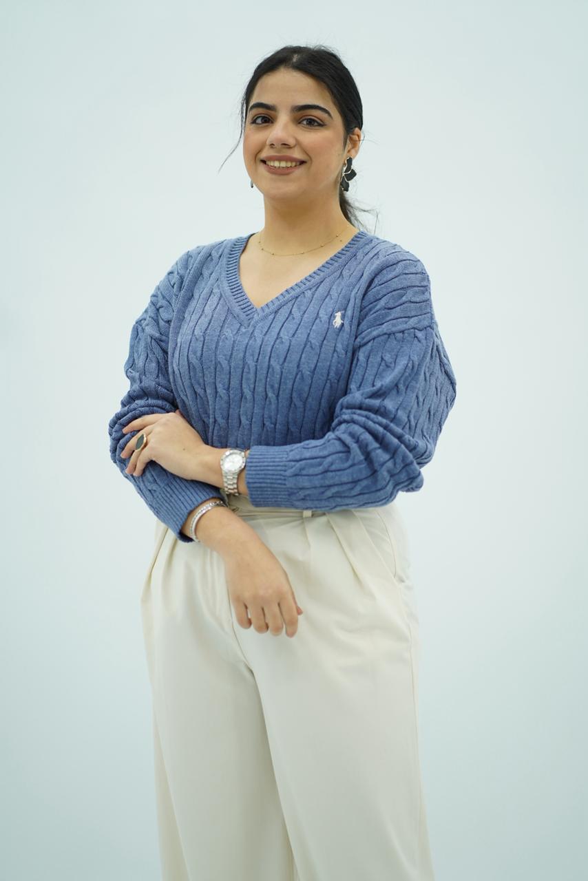 Pulls col V en maille torsadée