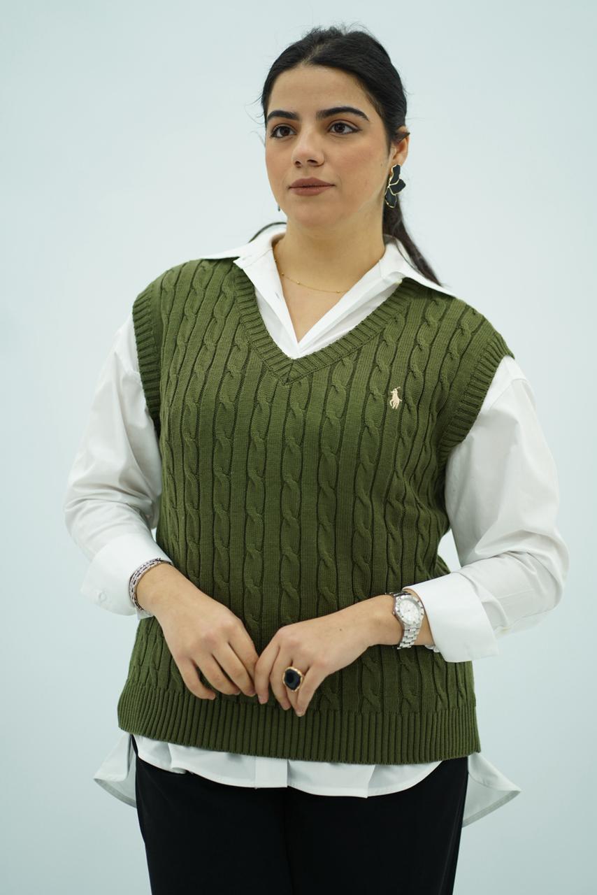 Gilets sans manches en maille torsadée -- Multi-Couleurs