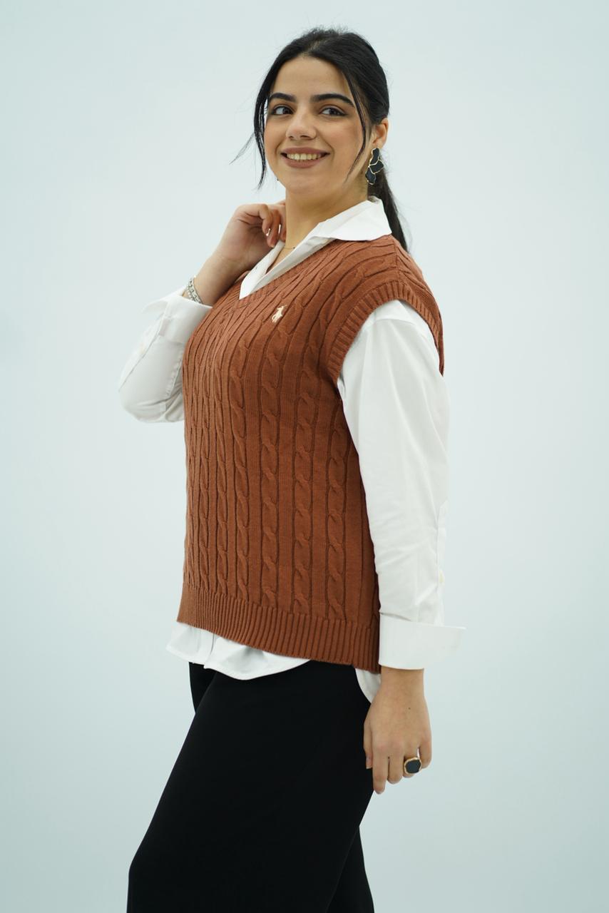 Gilets sans manches en maille torsadée -- Multi-Couleurs