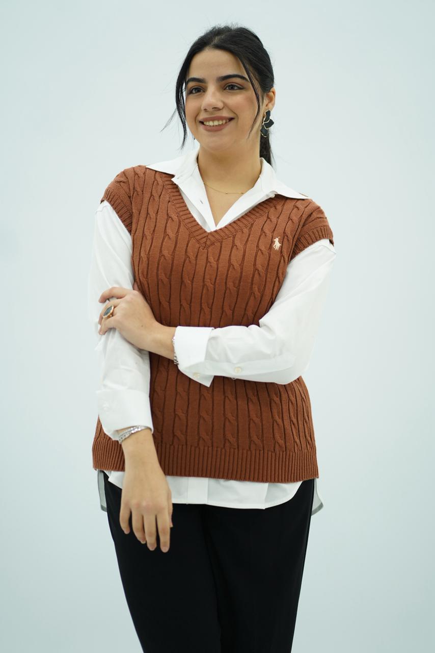 Gilets sans manches en maille torsadée -- Multi-Couleurs