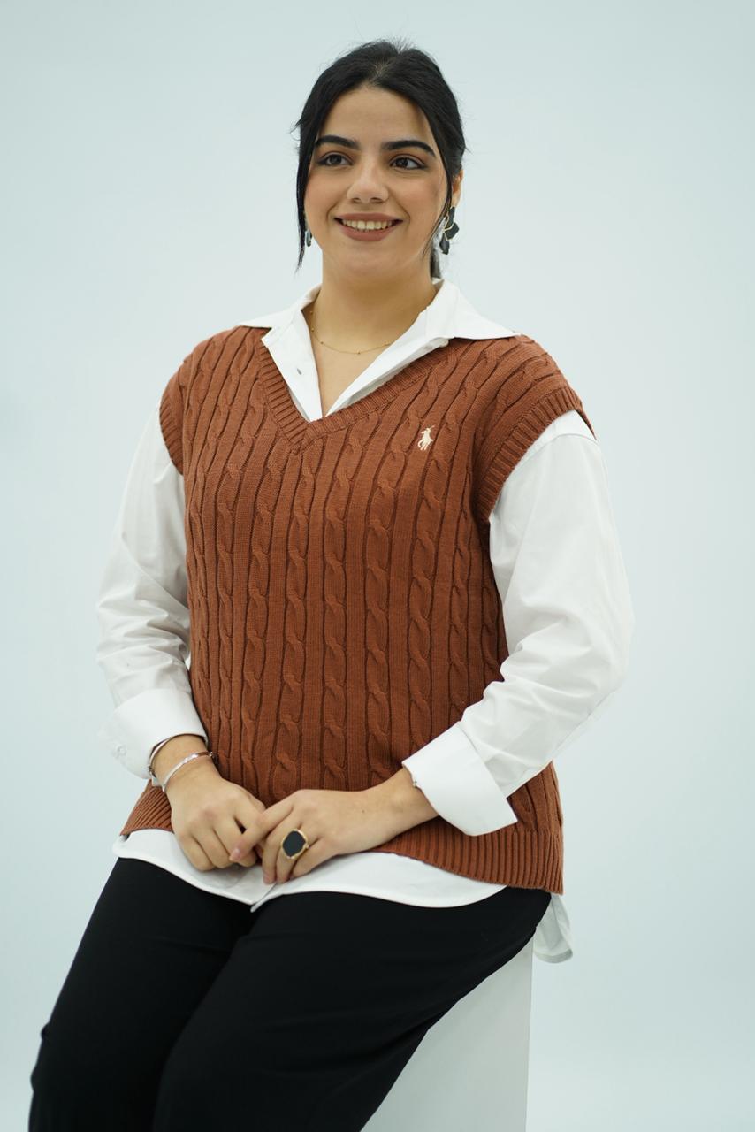 Gilets sans manches en maille torsadée -- Multi-Couleurs